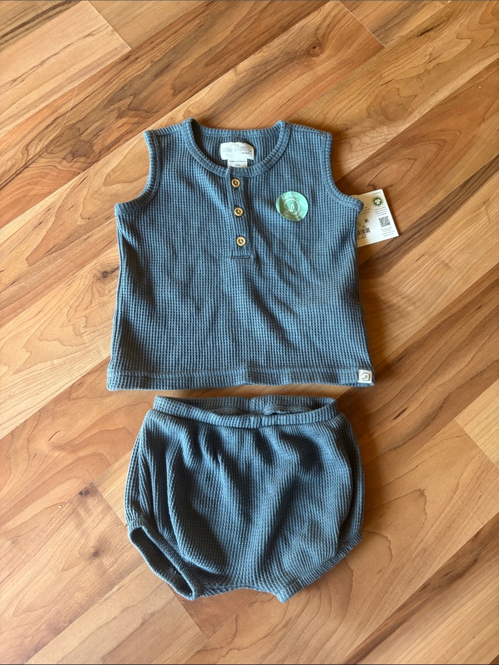 Sleeveless Ribbed Tank & Bloomers Set in Slate Blue - Kids Matching Underwear